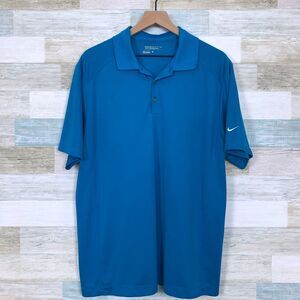 Nike Golf Tour Performance Polo Shirt Blue Short Sleeve Dri Fit Mens Large